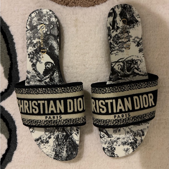 Christian Dior Black and White Slides - Picture 1 of 1